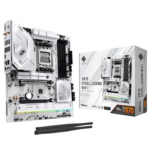 ASRock X870 Steel Legend WiFi 7 AMD Ryzen Socket AM5 ATX Motherboard DDR5 DIMMs 8000 MHz 256 GB SATA3 6.0 Gb/s USB4 M.2