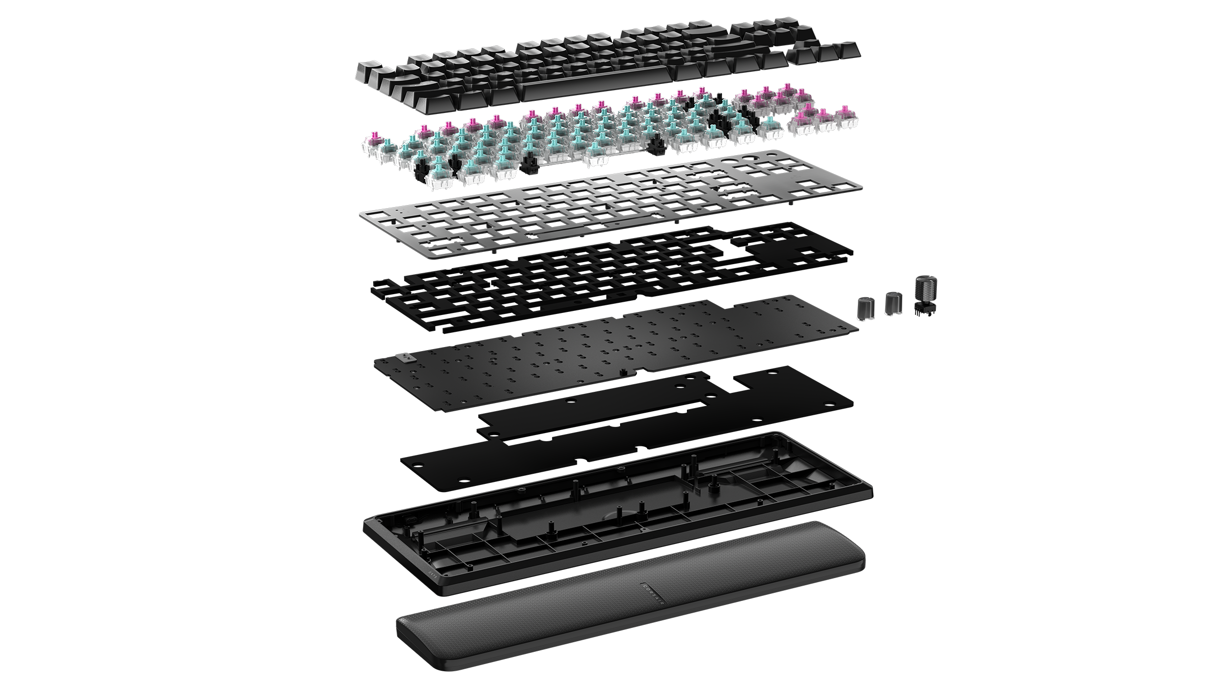 All the layers that make up the K70 Pro TKL